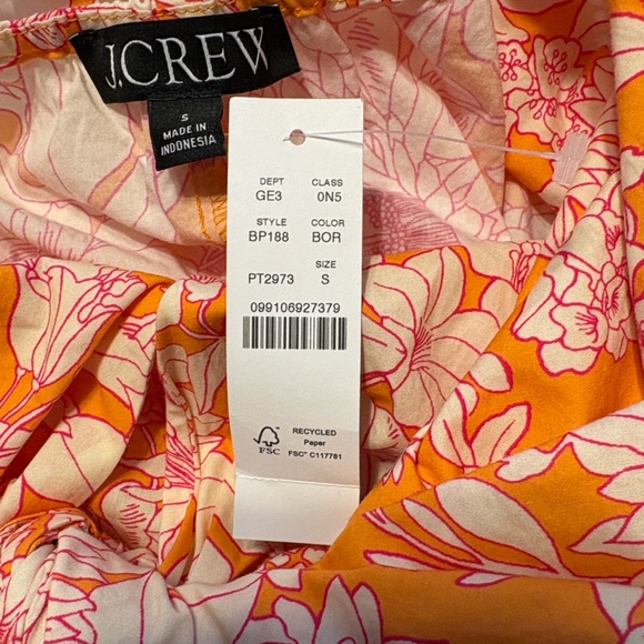 J. Crew Tie Front Cotton Poplin Orange Floral Midi Dress S Vacation Summer NWT - Picture 10 of 12